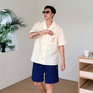 lv louis vuitton embroidered short-sleeved shirt