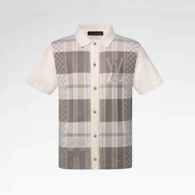 lv louis vuitton check jacquard short-sleeve shirt