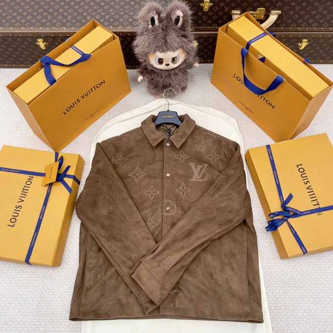 lv louis vuitton suede monogram shirt jacket