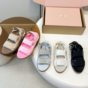 miumiu tyre technical fabric and suede sandal shoes