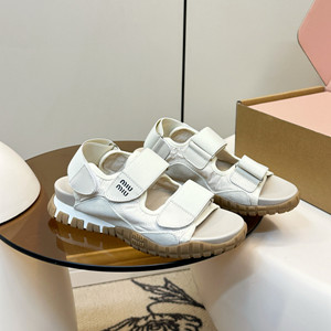 miumiu tyre technical fabric and suede sandal shoes