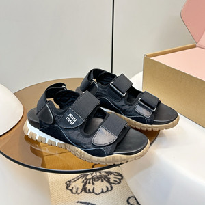 miumiu tyre technical fabric and suede sandal shoes