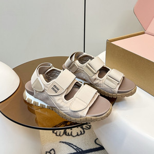 miumiu tyre technical fabric and suede sandal shoes