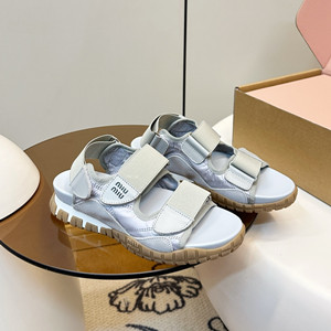 miumiu tyre technical fabric and suede sandal shoes