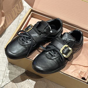 miumiu gymnasium leather sneakers with buckle