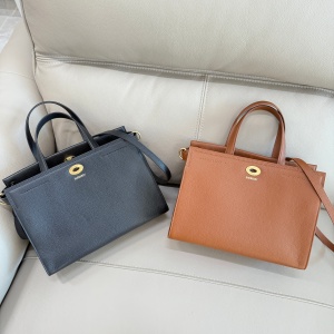 burberry grain leather tote bag with check detail