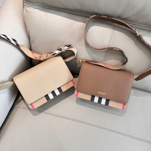 check panel leather crossbody bag