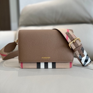 check panel leather crossbody bag