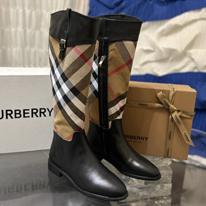 9A+ quality burberry check panel leather chelsea boots