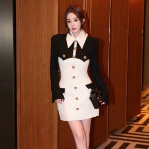 balmain short buttoned crepe dress