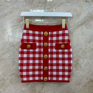 balmain fine-knit gingham skirt