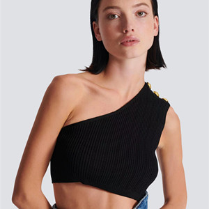 balmain asymmetric knit top with buttons