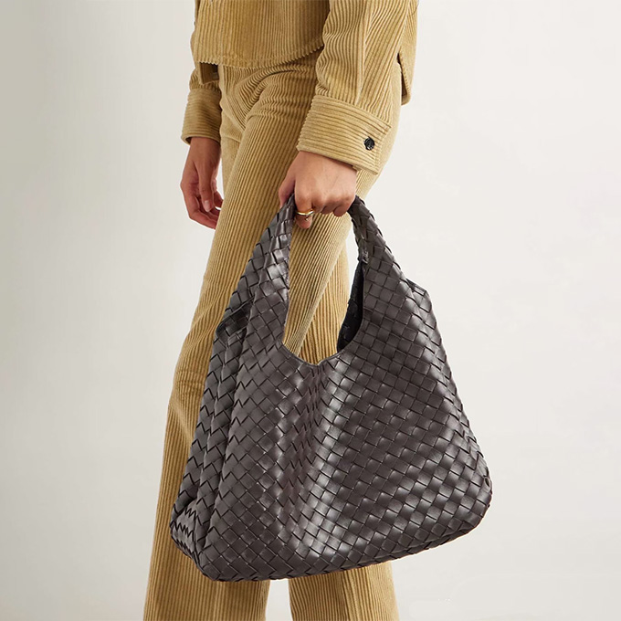 bottega veneta campana full intrecciato woven suede hobo bag #844250
