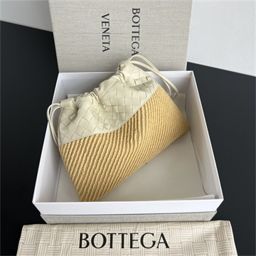 bottega veneta intreccio raffia and leather dustbag pouch #839102