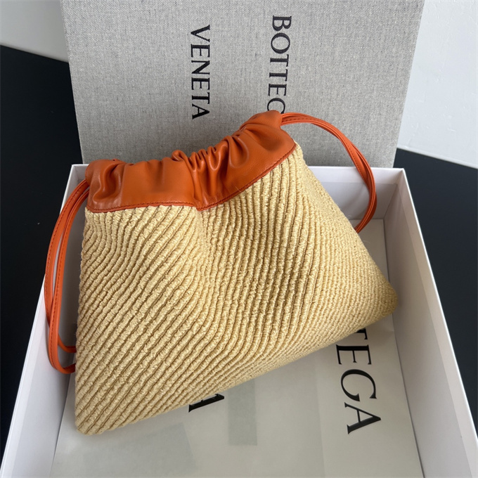 bottega veneta raffia and leather dustbag pouch #829218