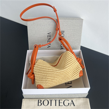 bottega veneta loop raffia and leather crossbody bag #829212
