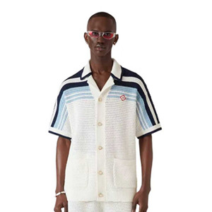casablanca tennis cotton crochet short sleeve shirt