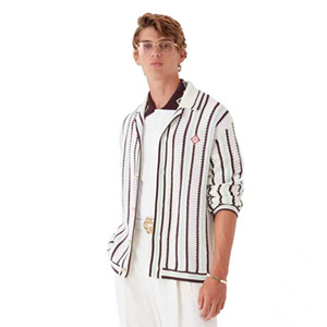 casablanca striped cotton crochet shirt