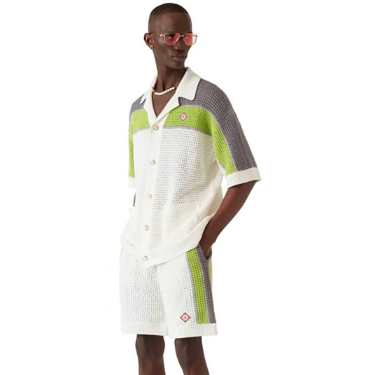 casablanca stripe crochet shorts