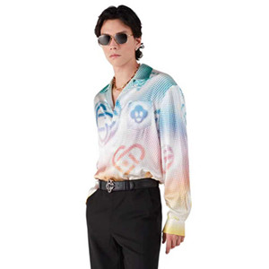 casablanca halftone logo long sleeve silk shirt