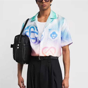 casablanca halftone logo short sleeve silk shirt