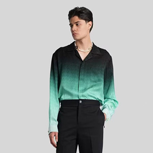 casablanca gradient pingpong jacquard long sleeve silk shirt