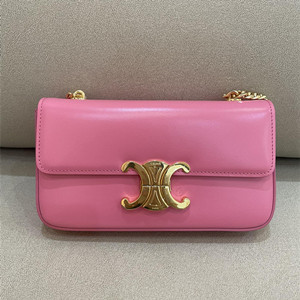 celine chain shoulder bag triomphe in shiny calfskin #809