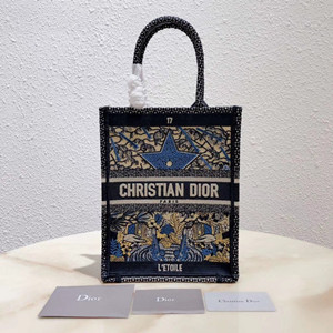 dior moon vertical dior book tote tarot embroidered canvas bag