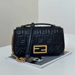 fendi baguette medium embossed leather shoulder bag #8533