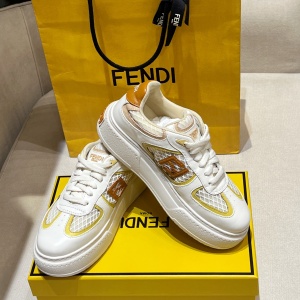 fendi match leather & mesh lace-up sneakers
