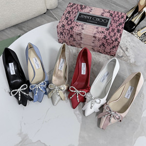 jimmy choo 8.5cm auria satin pumps with satin and crystal bow
