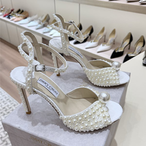 jimmy choo 10cm sacora white satin sandals with all over perarls