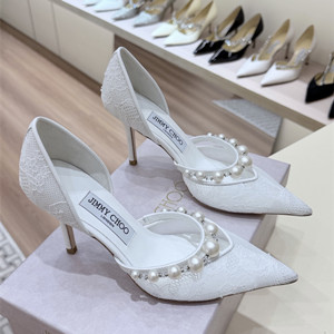 jimmy choo 6.5cm/8.5cm aurelie lace pumps with pearl embellishment