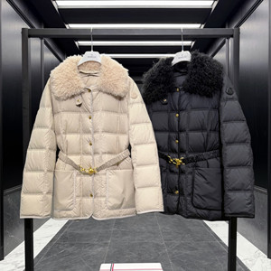 moncler cygnes belted short down jacket