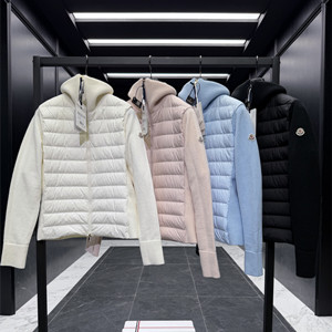 moncler padded zip-up wool cardigan