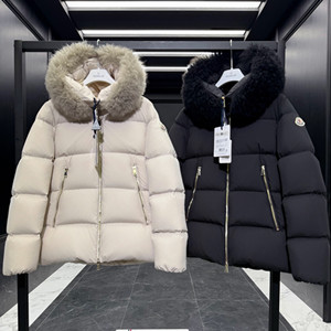 moncler laichefur shearling-trimmed short down jacket