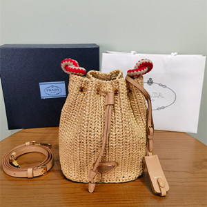 prada mini crochet and leather bucket bag #1be068