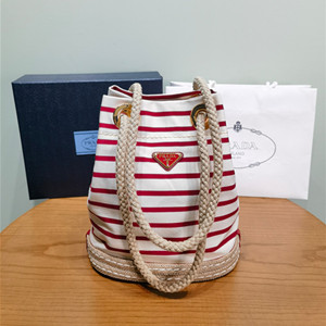 prada mariner small striped fabric bucket bag #1be082