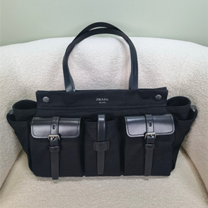 prada route large canvas and leather tote bag #1bg644