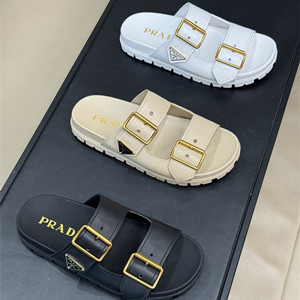 prada leather strap slides shoes