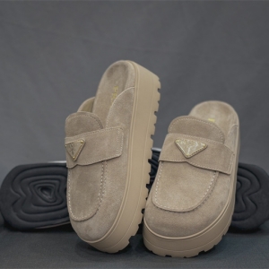 prada suede flatform mules shoes