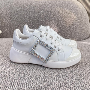 roger vivier viv's skate strass buckle sneakers in soft leather shoes