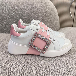 roger vivier viv's skate strass buckle sneakers in soft leather shoes
