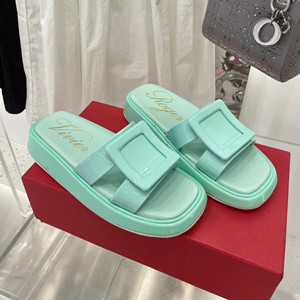 roger vivier slide covered buckle mules in patent leather