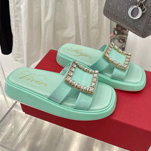 roger vivier slide strass buckle mules in leather