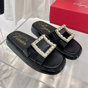roger vivier slide strass buckle mules in leather