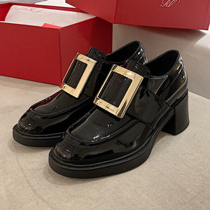 roger vivier viv'rangers metal buckle loafers in patent leather