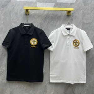 versace medusa embroidered polo shirt