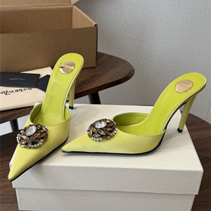 ysl yves saint laurent 10cm cosmo mules in satin crepe and crystals