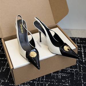 ysl yves saint laurent 10.5cm louis slingback pumps in patent leather and satin